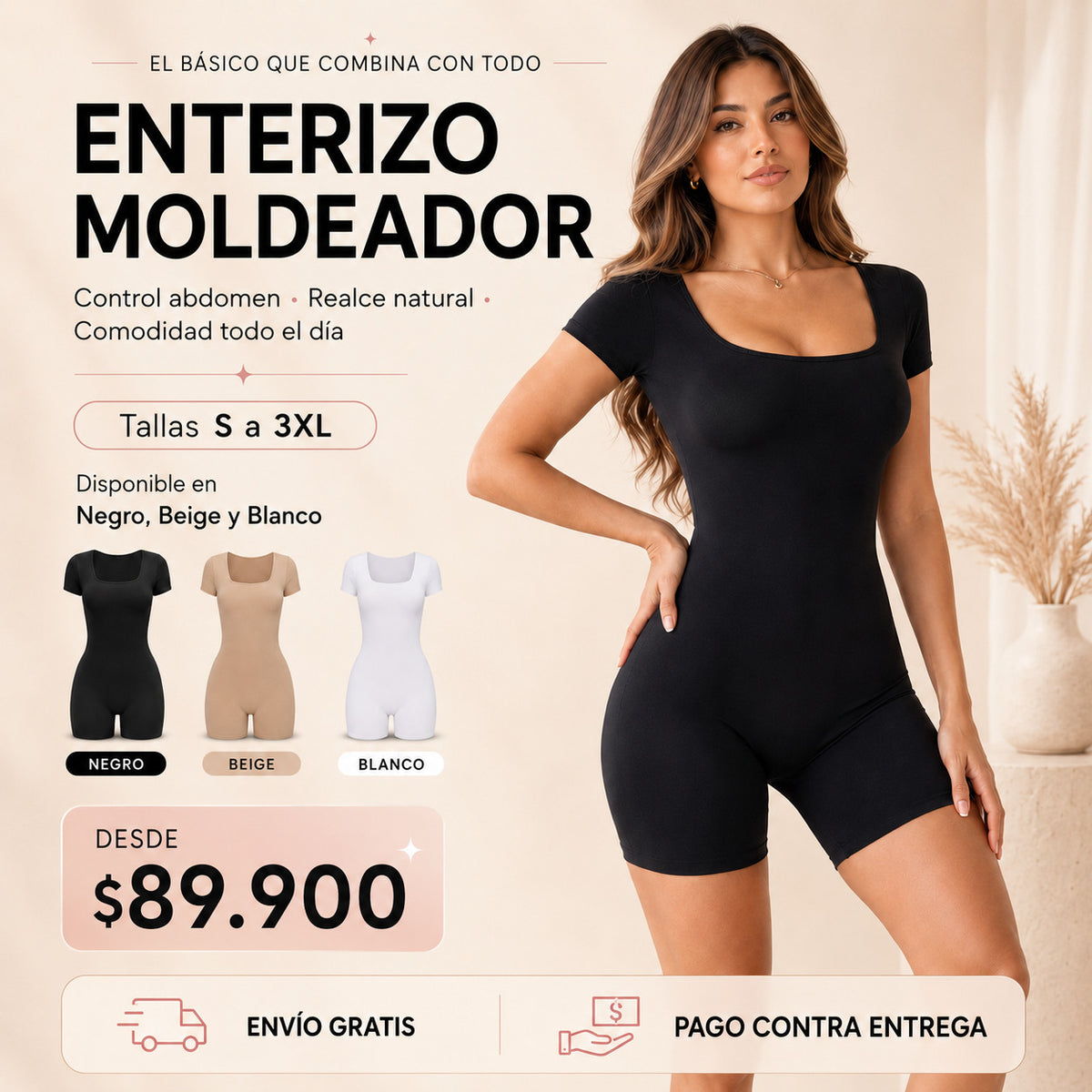 Enterizo Moldeador Mujer con Control de Abdomen y Efecto Levanta Cola